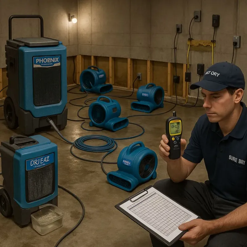 Structural Drying and Dehumidification process in Poultney, VT